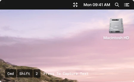 picture describing that text sniper app is in menu bar